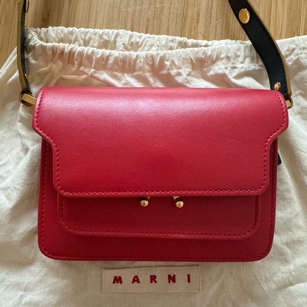Tomato Red Marni Mini Trunk Leather Bag
